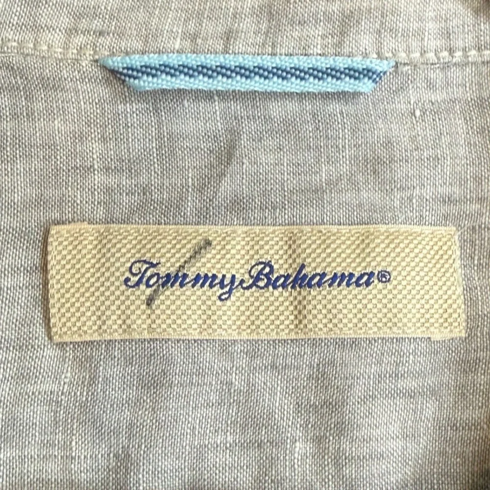 Tommy Bahama Relax Mens L Oatmeal 100% Linen Long Sleeve Button Down Shirt